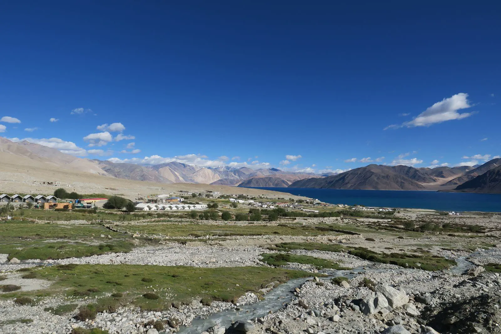 Pangong Lake with Himalayan mountains in Ladakh
